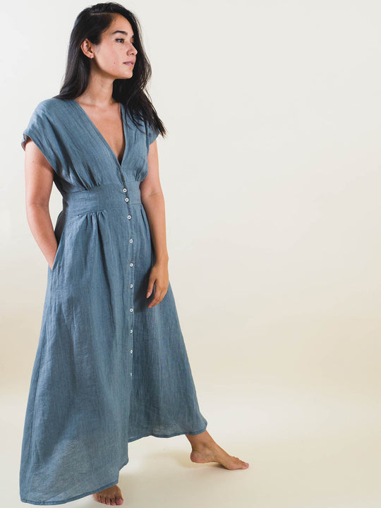 Catherine Dress in Chambray Linen