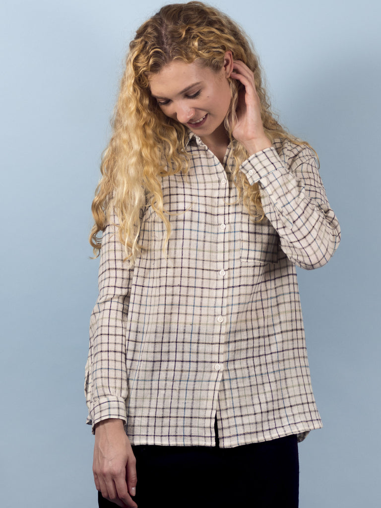 Hawthorn Top in Ivory Plaid