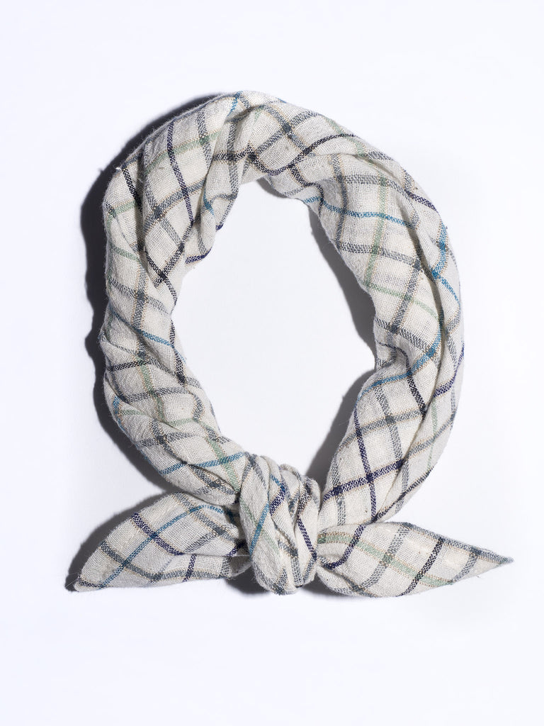 Square Scarf in Ivory Plaid