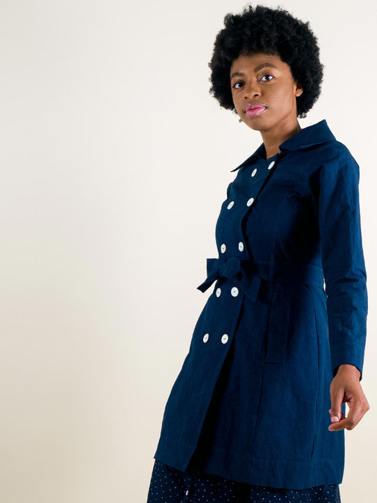 Keiu Trench in Navy Weathercloth