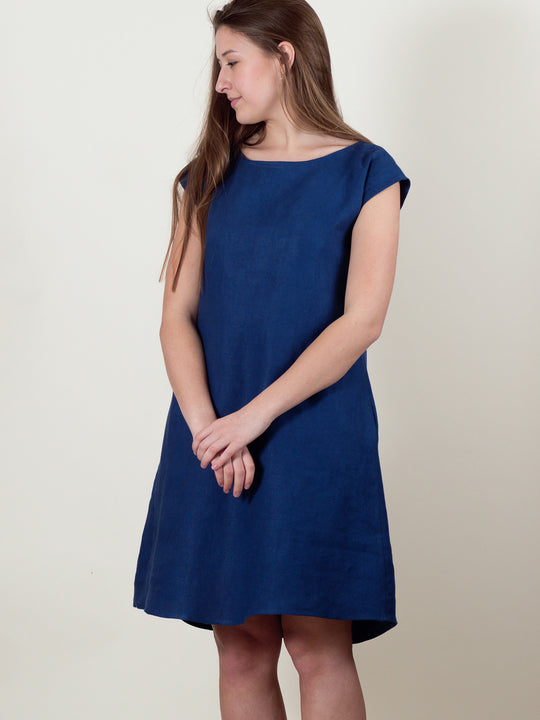 Thea Dress in Blueberry Linen