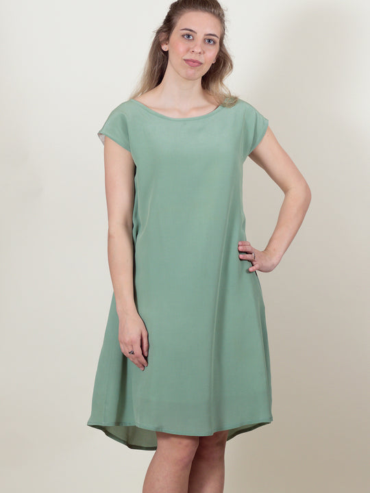 Thea Dress in Sage Silk